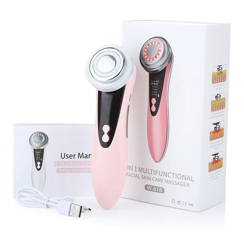7-in-1 EMS RF Microcurrent Facial Rejuvenation Device with Light Therapy for Anti-Aging and Wrinkle Reduction