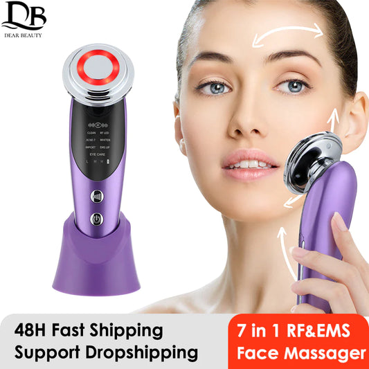 7-in-1 EMS RF Microcurrent Facial Rejuvenation Device with Light Therapy for Anti-Aging and Wrinkle Reduction